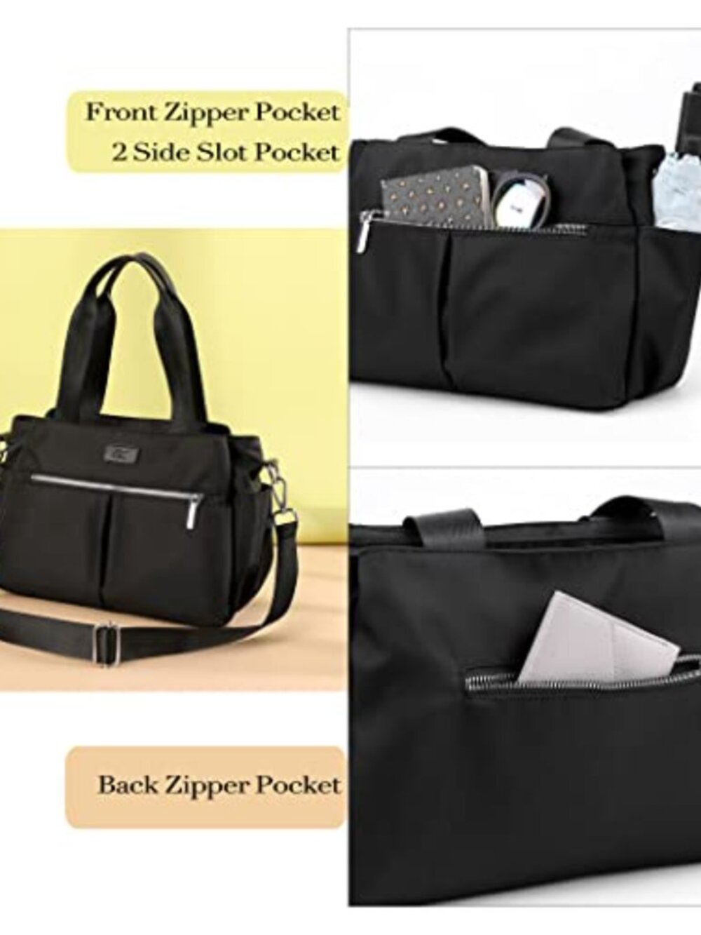 Lightweight Nylon Hobo Crossbody Bag Multi Compartment Shoulder Handbag - Picture 3 of 6